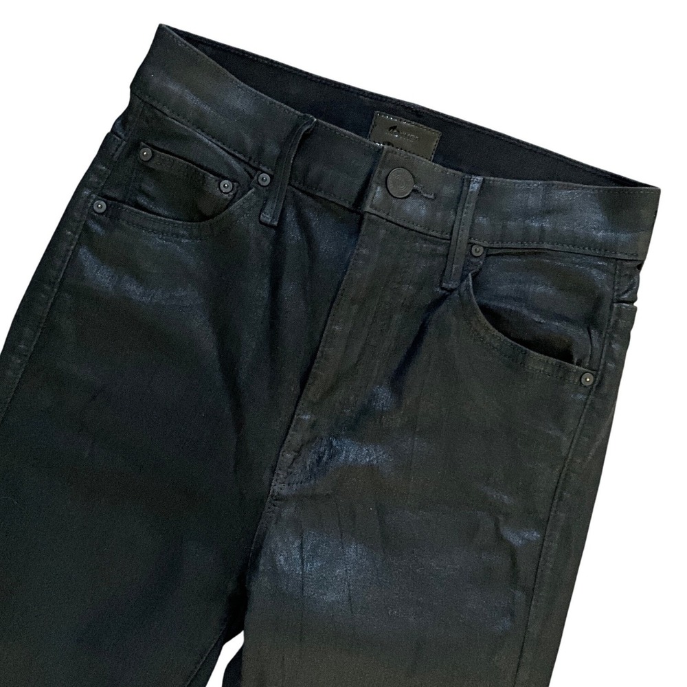 Mother The Swooner Coated Skinny Jeans Black High Rise Ankle Denim Women 25 USA